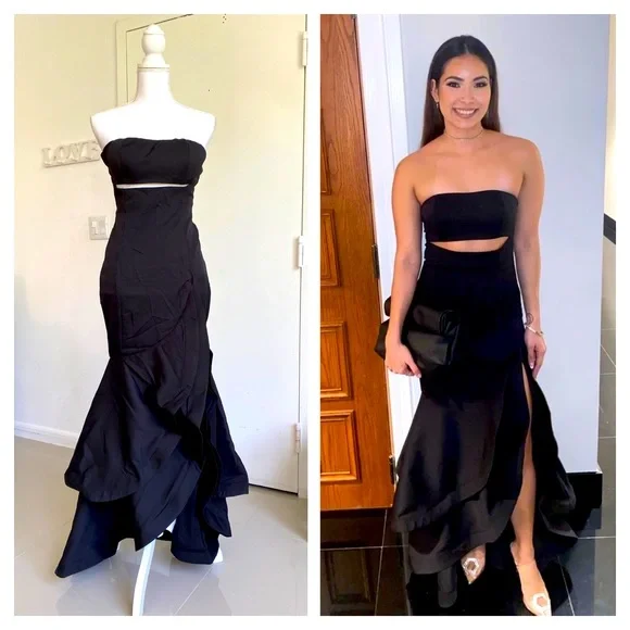 Lulus | Dresses | Lulus Strapless Long Gown Prom Dress In Black In Size  Small | Poshmark